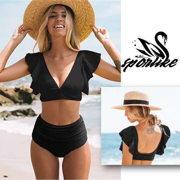 Sporlike Other - SPORLIKE High Waist Ruffle Top 2-Piece Swimsuit 🌴 NEW WITH TAG!!